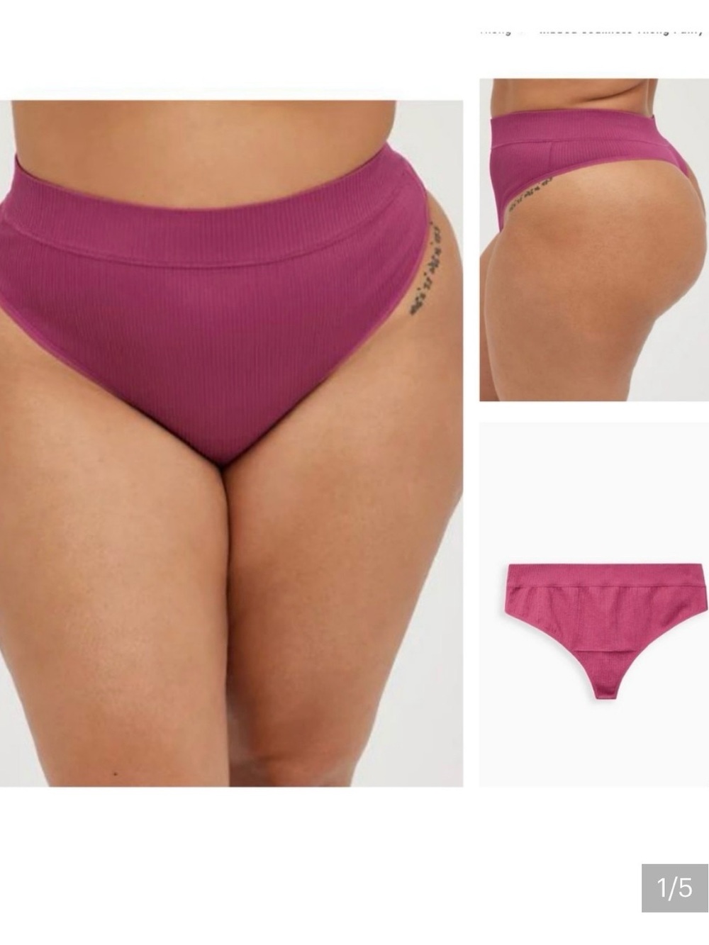 Torrid Seamless Thong Panty Ribbed Size 1X Violet NWT